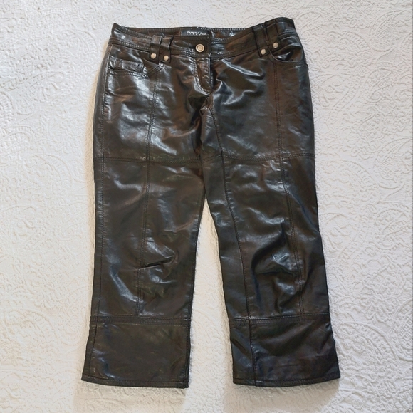 PATRIZIA PEPE FIRENZE VINTAGE ITALIAN LAMBSKIN CROP PANTS - Picture 3 of 16
